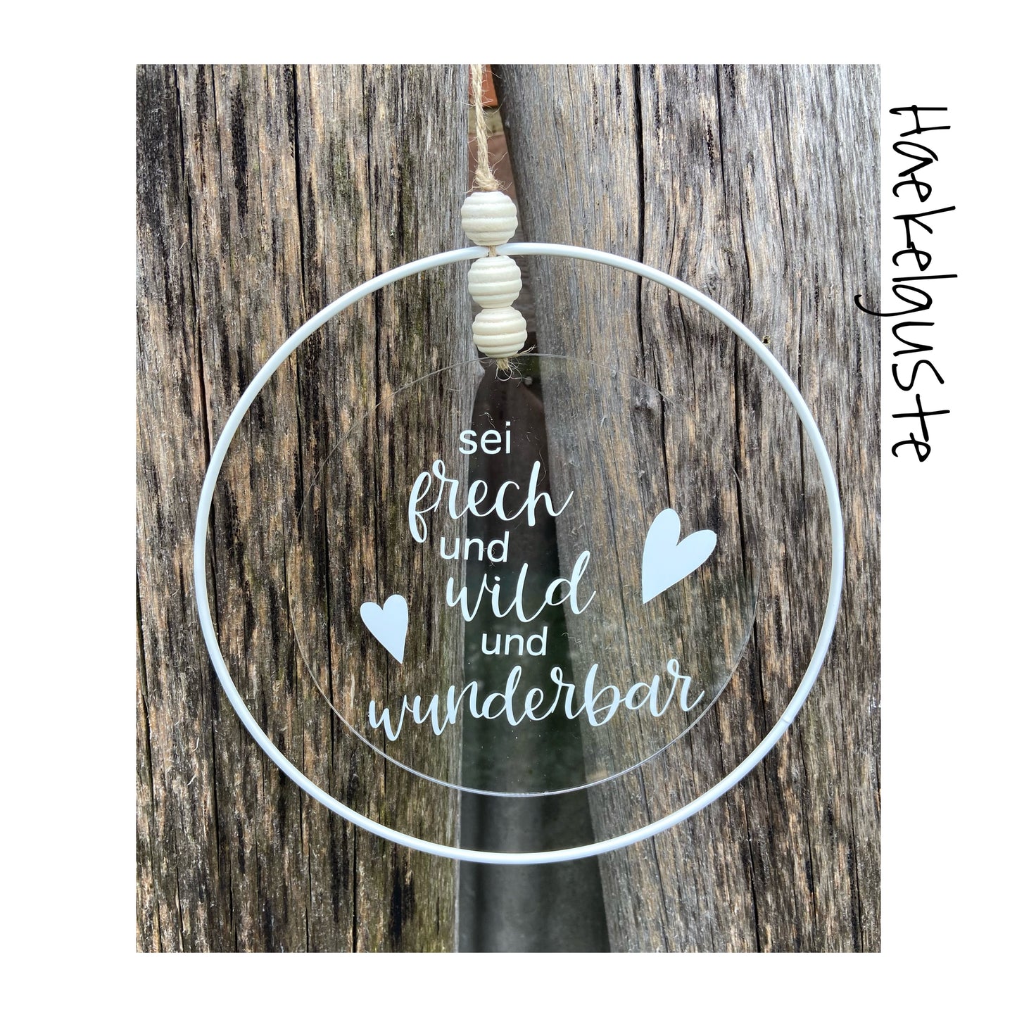 20 cm Dekoring sei frech wild und wunderbar Metallring Geschenk Kinderzimmer Deko Astrid Türschild weiß neues Heim Zuhause Hochzeit