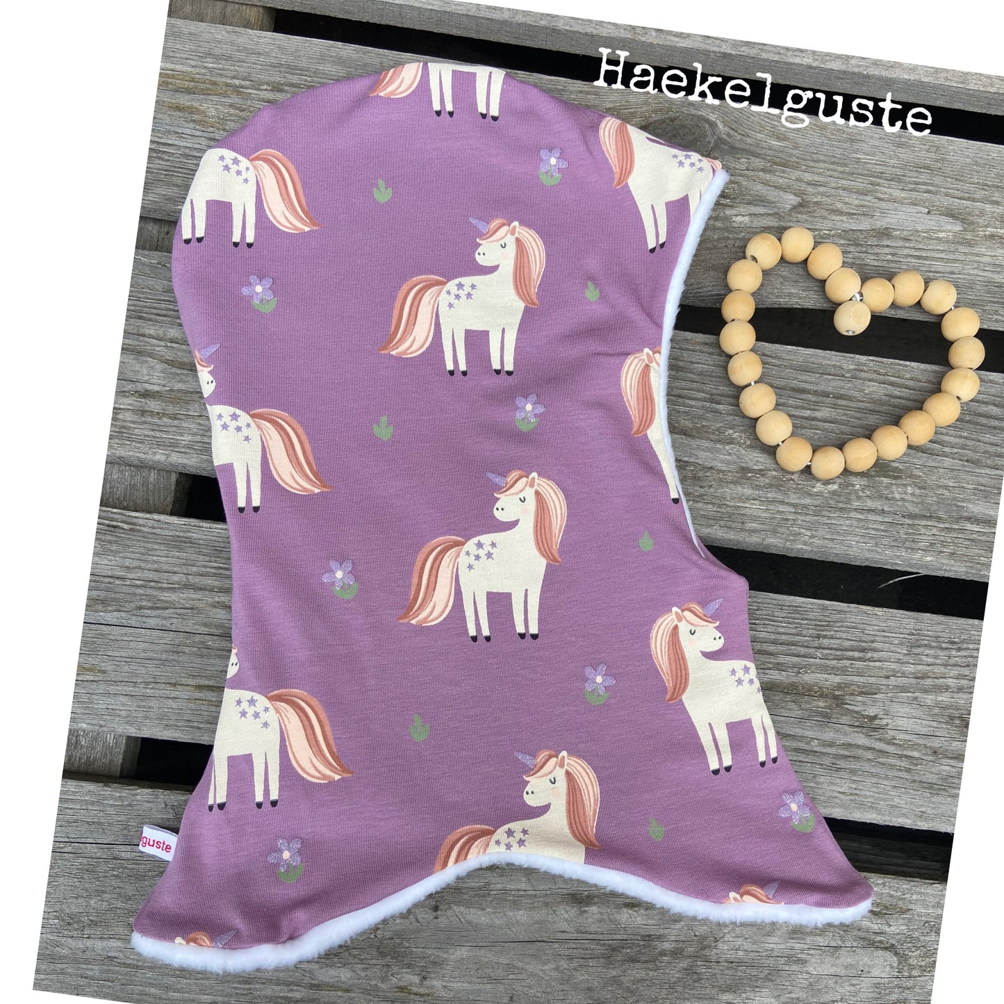 Schlupfmütze Einhorn Jersey o. Fleece Ohrenmütze Mädchen blau Schalmütze Zipfelmütze Pony Pferd