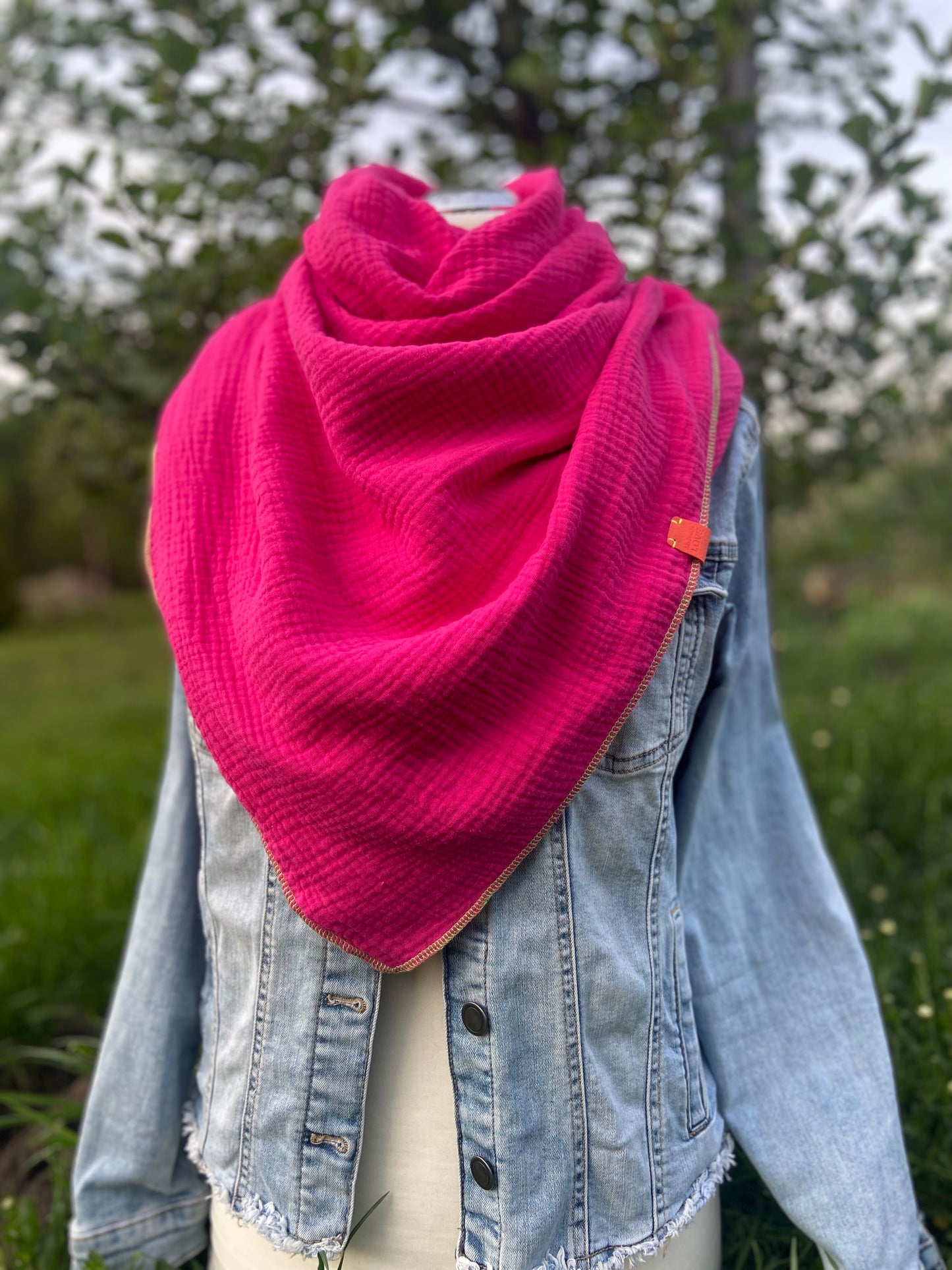 Musselintuch, großes Dreieckstuch, Damen Schal, neon Pink, Pfefferminz, grün, Musselintücher, Cupple
