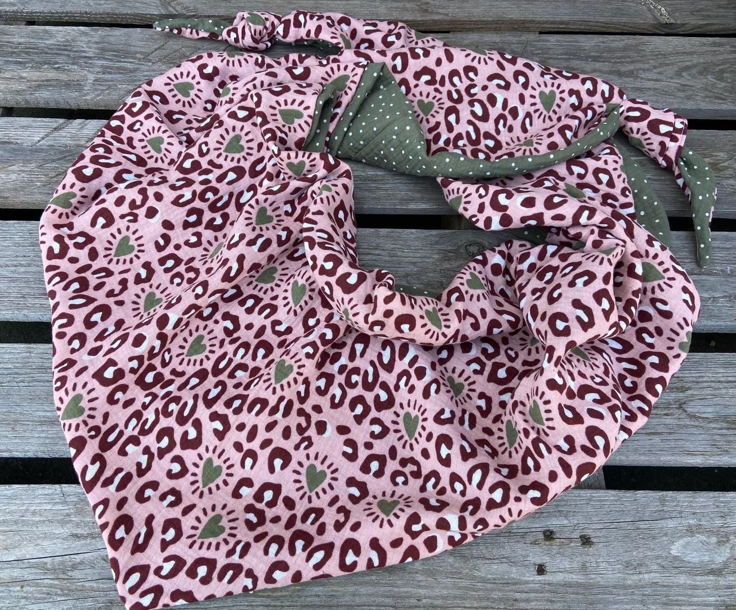 XXL Leo Musselin Wende - Dreieckstuch großes Tuch Damen Teenager Geschenk Geburtstag Mama Leoprint