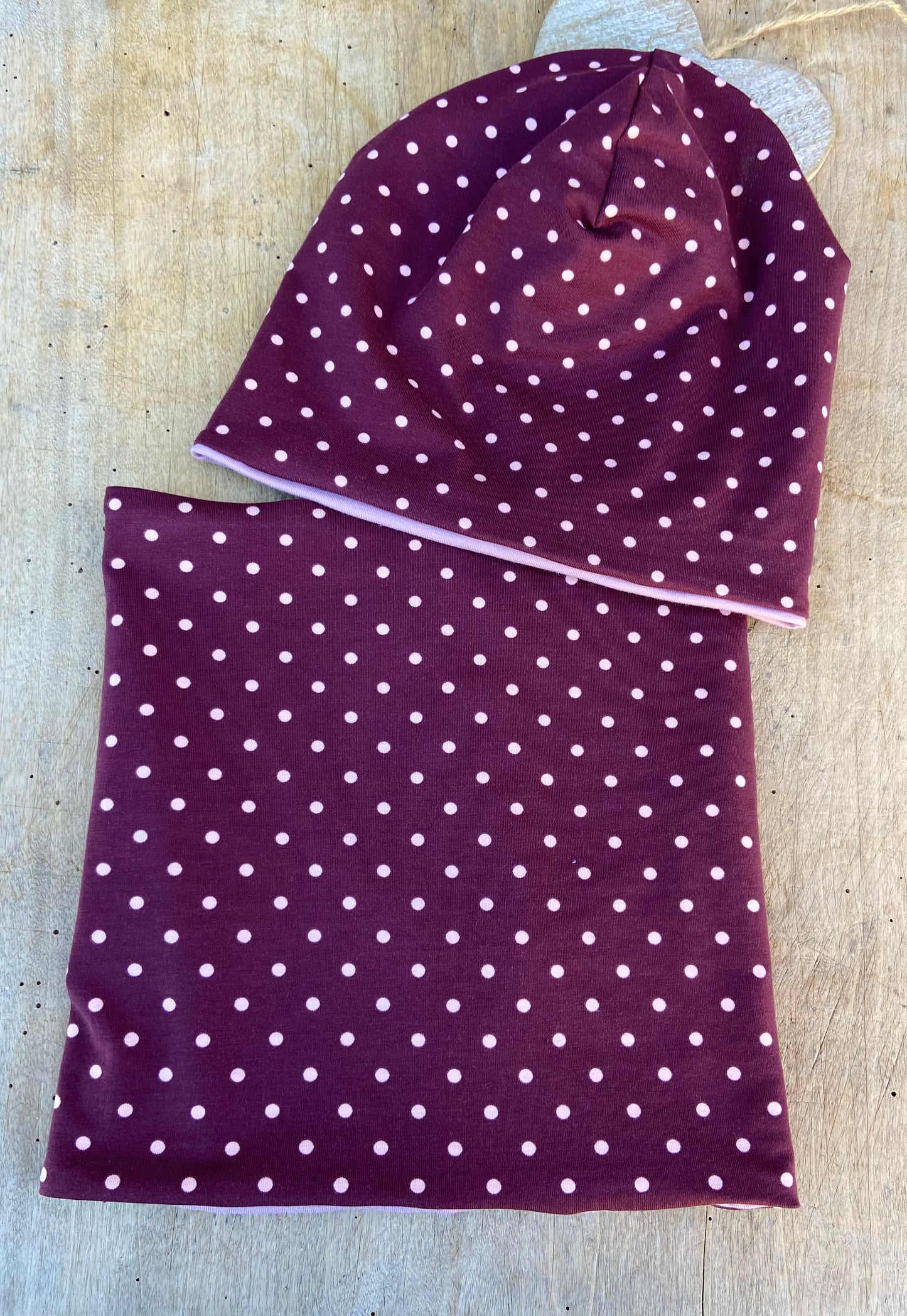 Beanie Set " Pünktchen " Mädchen Mütze Punkte gefüttert Übergang Beanie Winter Herbst