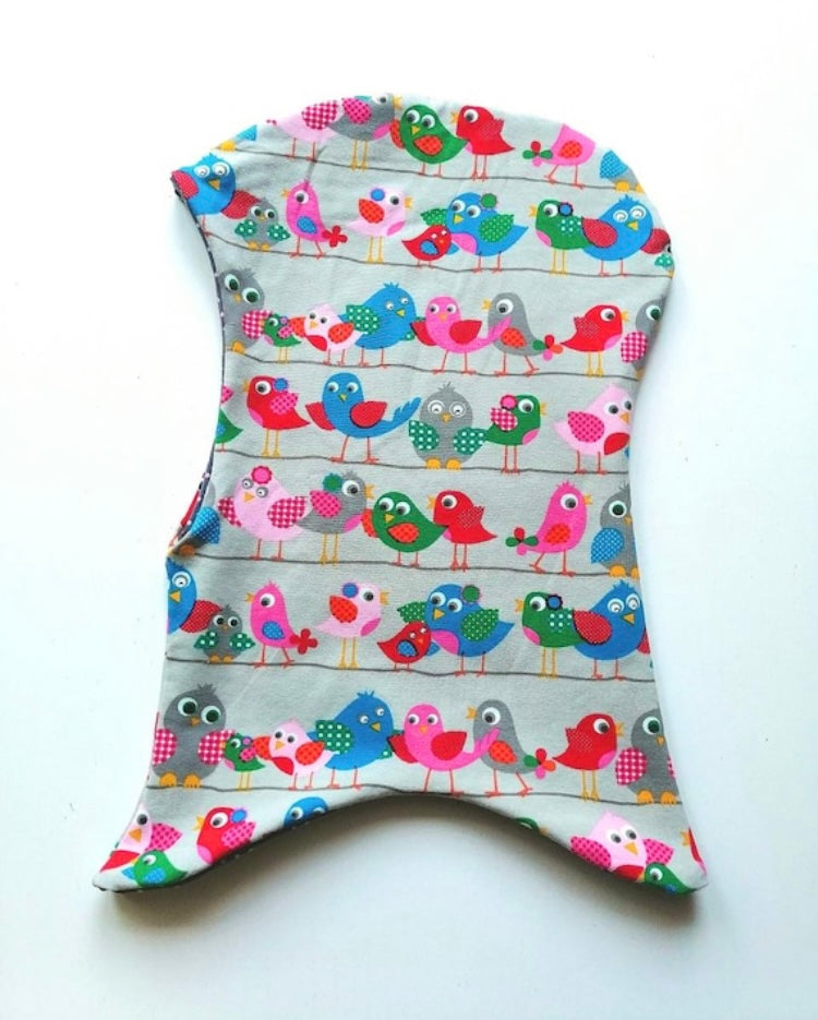 Wendemütze "Pieps" Schlupfmütze Mädchen Ohrenmütze Schalmütze Vogel grau