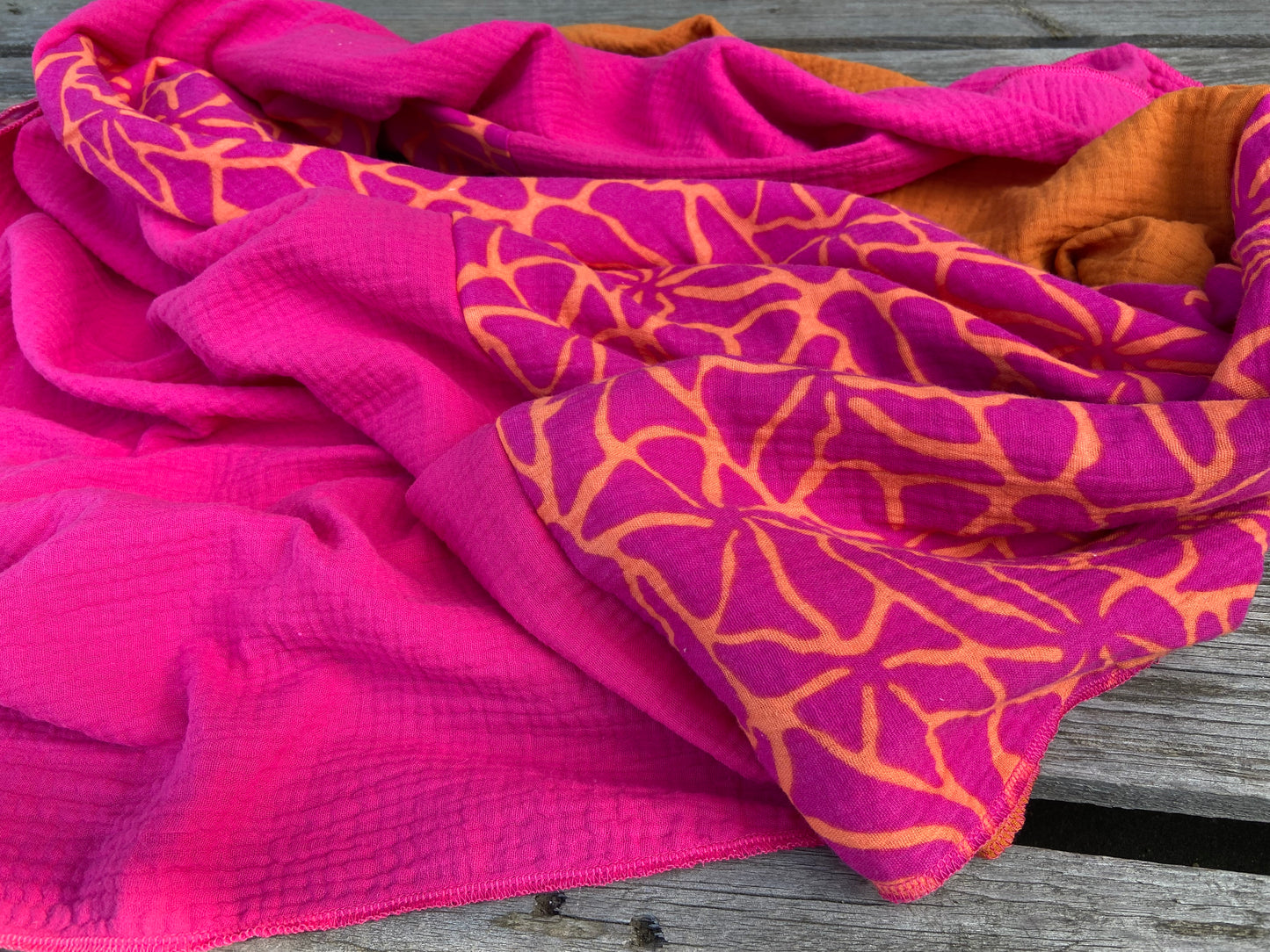 XXl Musselintuch großes Dreieckstuch, Damen Schal, orange , pink , neon, Streifen , Blockstreifen Musselintücher, Stilltuch , Strandlaken