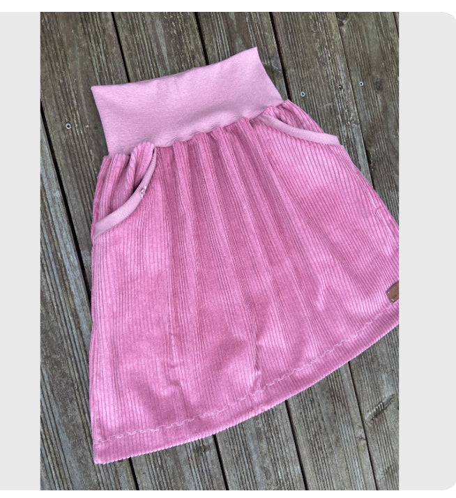 Cord Rock rosa Breitcord Rock Cord A-Form Damen Rock mit Taschen Herbst Hüftrock Taillienrock