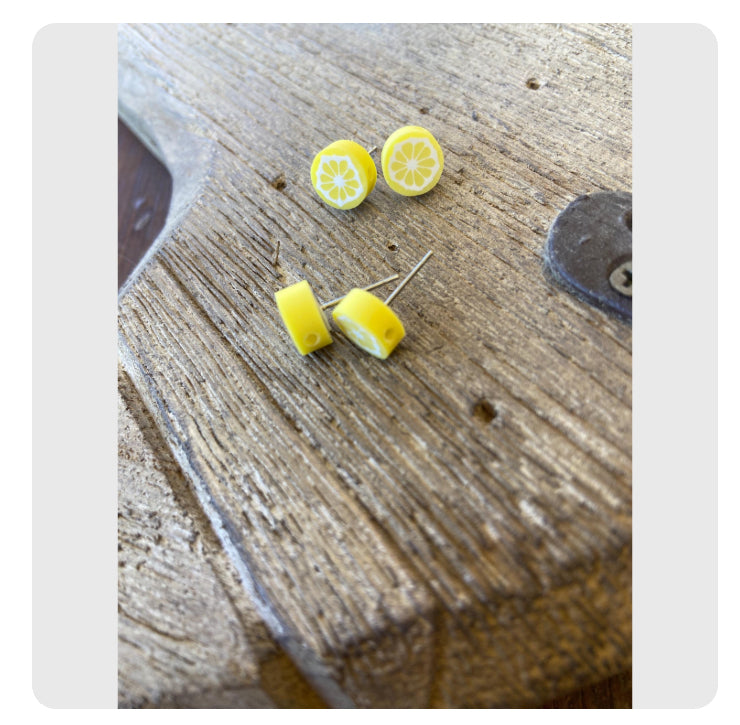 Ohrstecker Zitrone gelb , Geschenk Frau , Mädchen beste Freundin kleines Mitbringsel