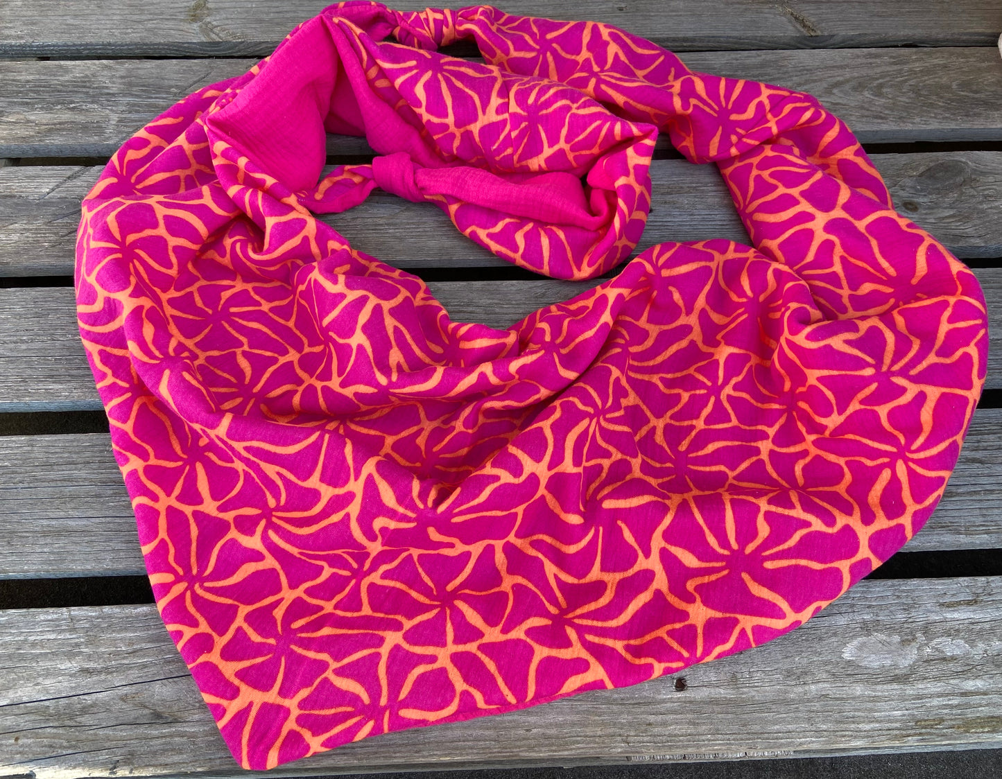 XXl Musselintuch großes Dreieckstuch, Damen Schal, orange , pink , neon, Streifen , Blockstreifen Musselintücher, Stilltuch , Strandlaken