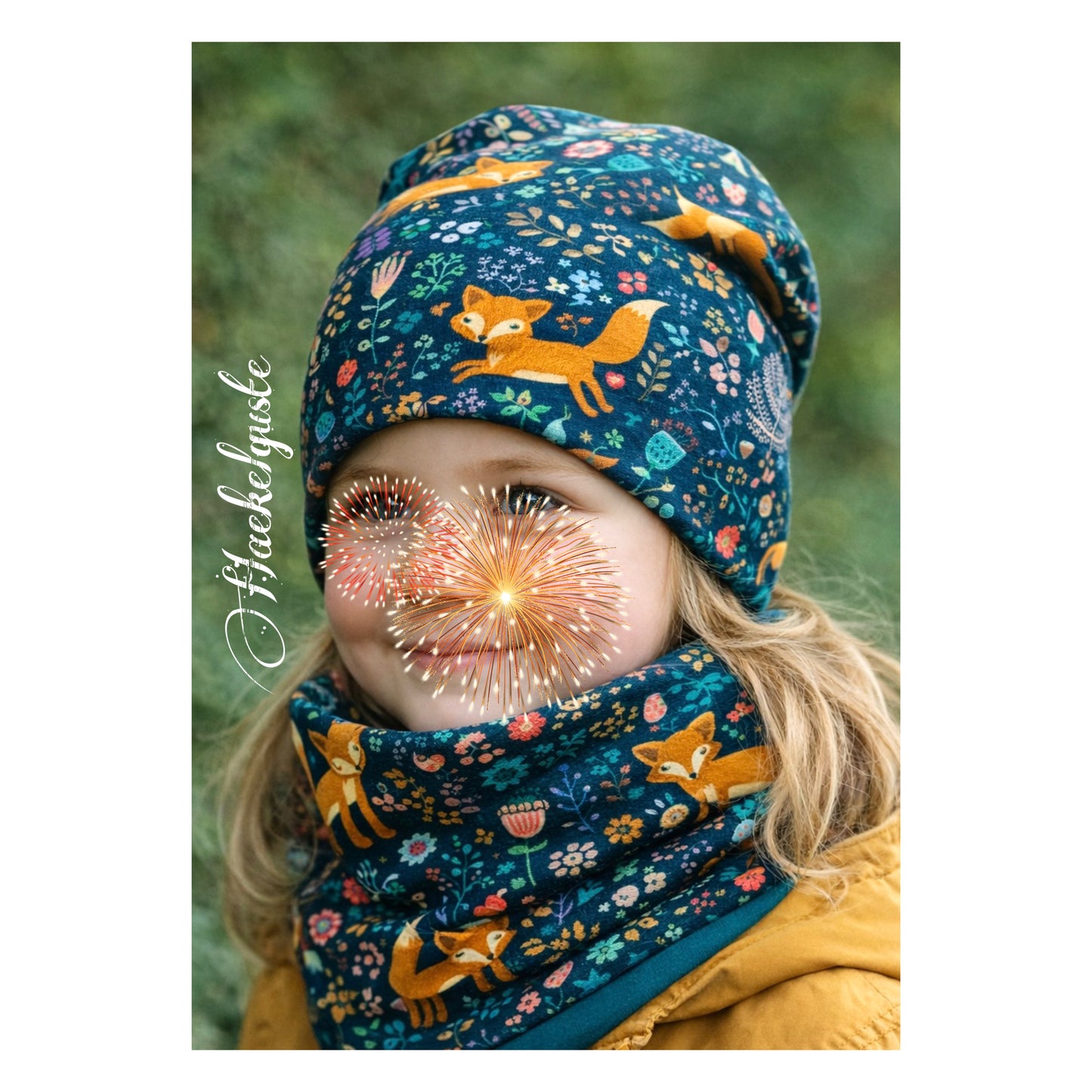 Fuchs Stirnband Beanie Loop Mütze Übergang gefüttert