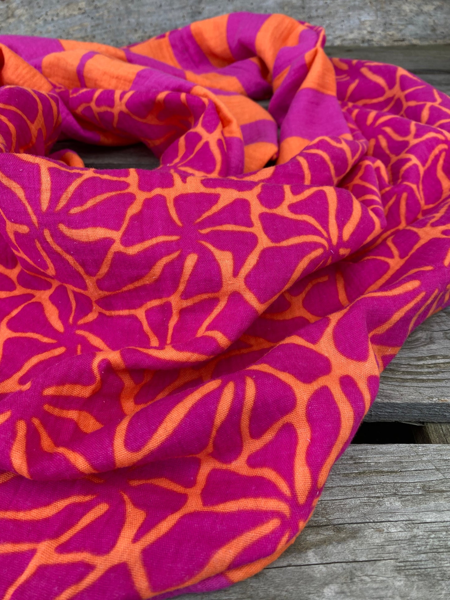 XXL Musselin Wende - Dreieckstuch pink orange großes Tuch Damen Blockstreifen Geschenk Geburtstag Mama