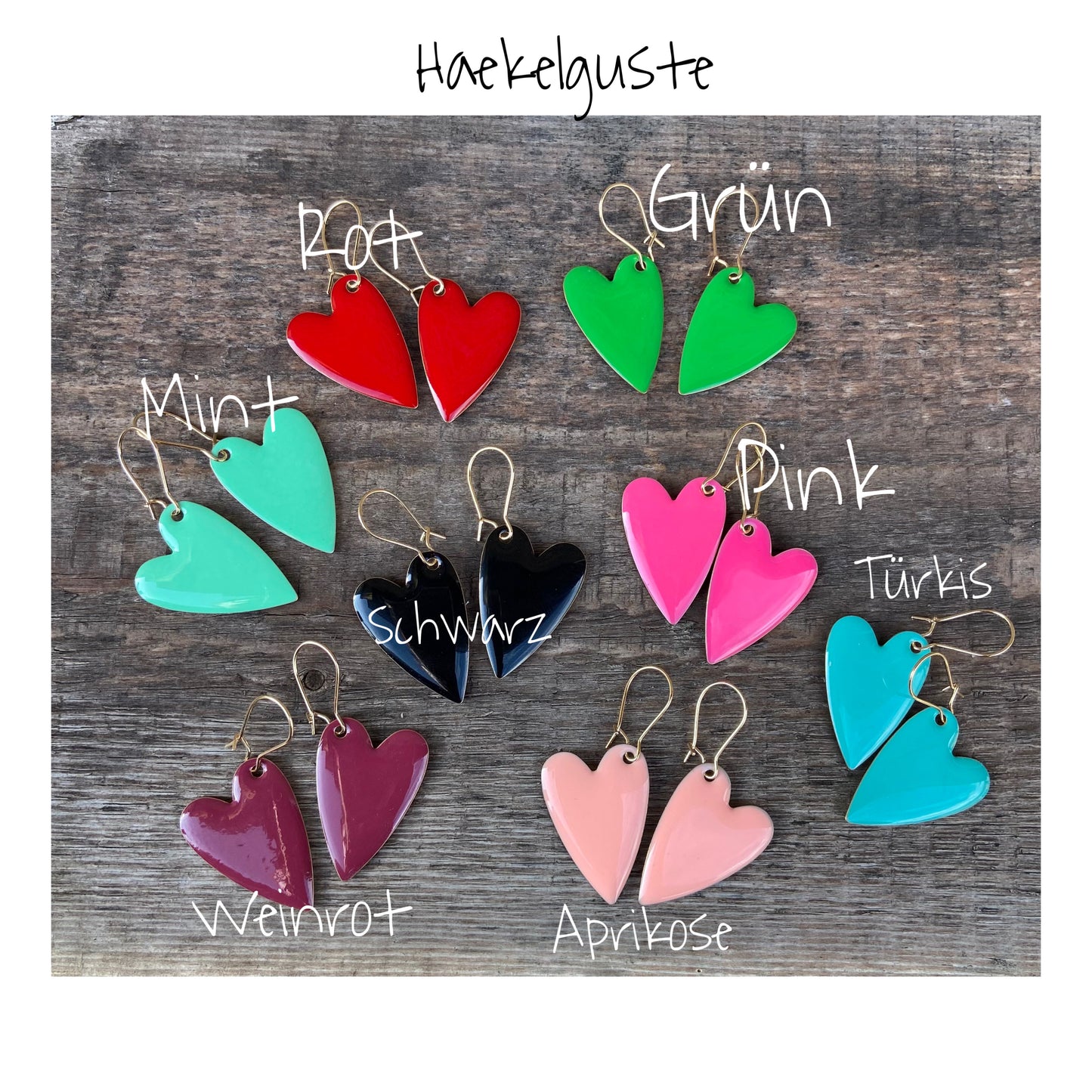 von Herzen Emaille Ohrhänger Plättchen Ohrringe mint