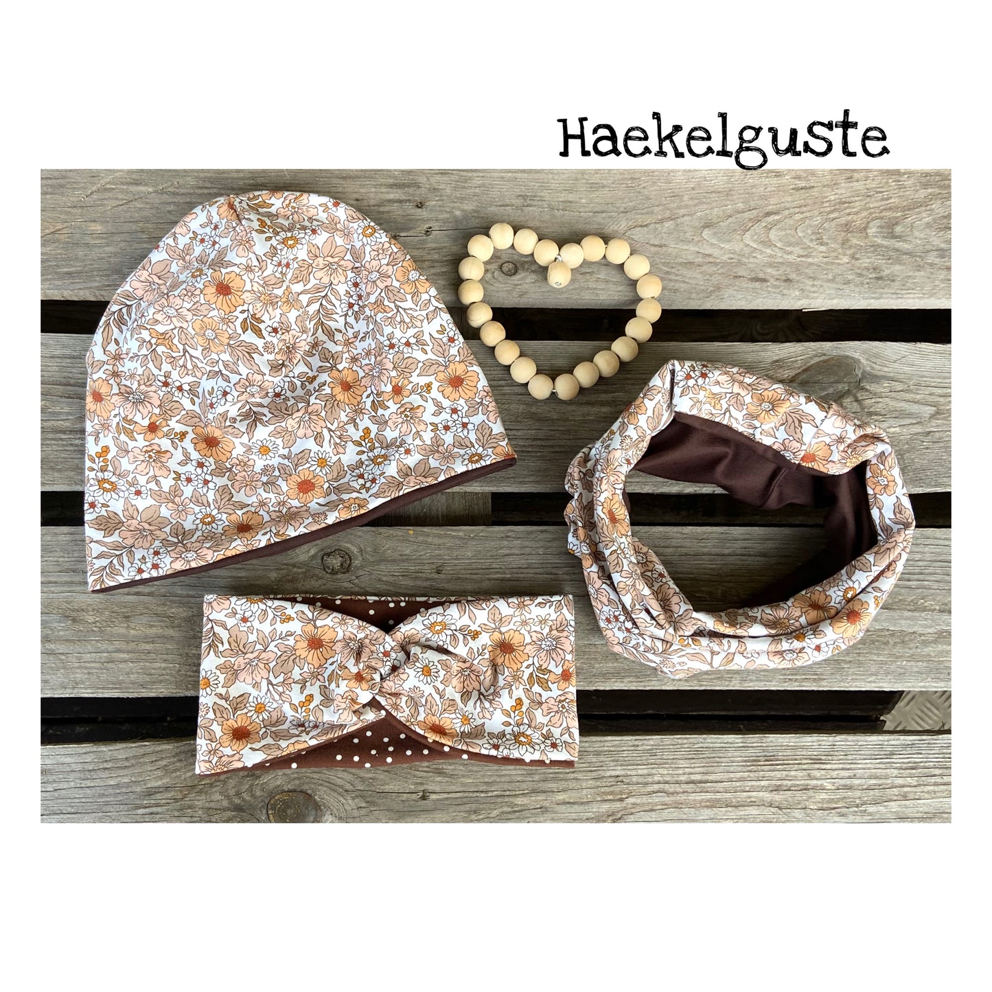 Set Stirnband Streublümchen + Loop Mädchen Knotenstirnband Loop Blumen Beanie Schlupfloop Frühling