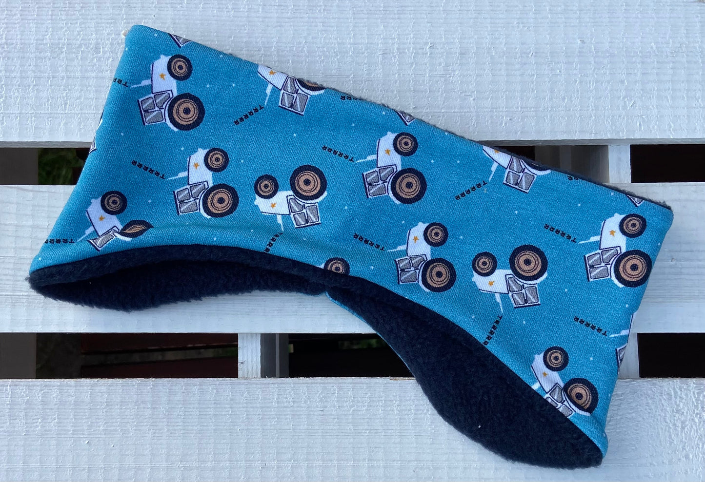 Fleece " Traktor " Stirnband Kinder Jungen warmes Stirnband Ohrenwärmer blau Trekker Landleben Bauer Dorfkind