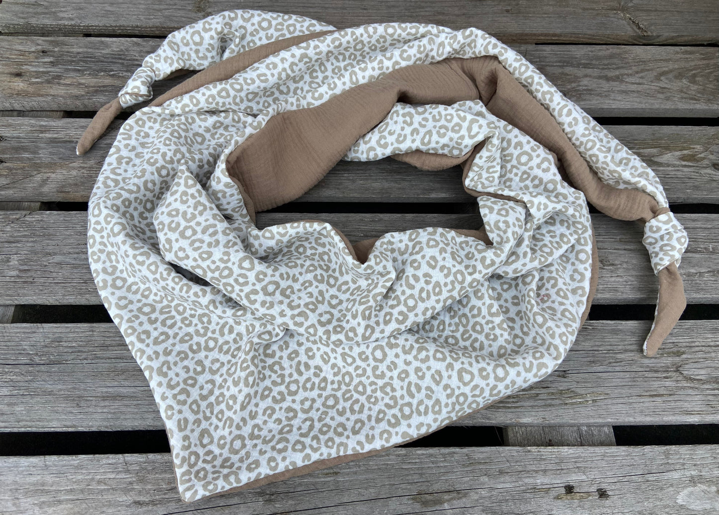 XXL Musselin Wende - Dreieckstuch Musselin leopardenprint großes Tuch Damen Musselintuch Geschenk Geburtstag Mama