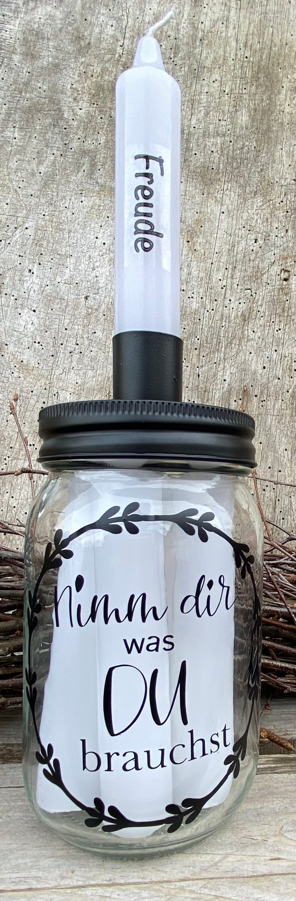 Nimm dir was du brauchst Geschenkset Kerzen im Glas beste Freundin Frau Geburtstag Kerzenständer Stabkerzen Herzensmensch