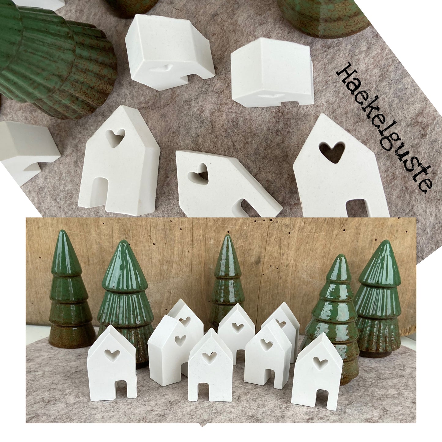 Häuser weiß Deko Landhaus Hochzeit Tischdeko Geburtstag Geschenk Set Häuser Lichterhäuser Hygge Scandi Haus Mini Häuser
