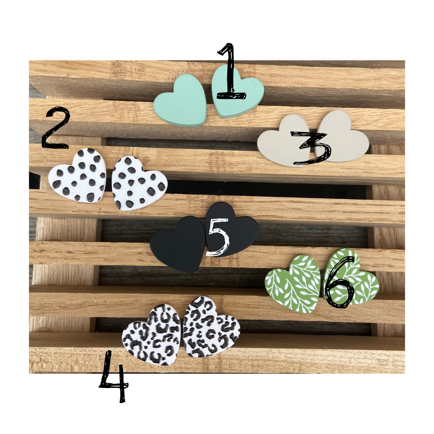 von Herzen Ohrstecker schwarz grün Leo Punkte Geschenk Ohrringe Herz