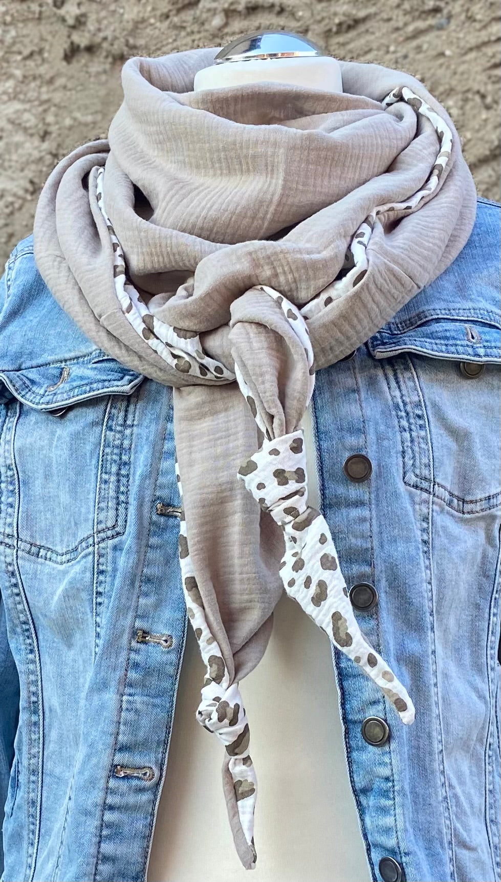 XXL Musselin Wende - Dreieckstuch Musselin leopardenprint großes Tuch Damen Musselintuch Geschenk Geburtstag Mama
