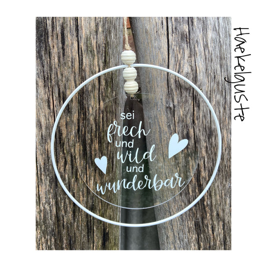 20 cm Dekoring sei frech wild und wunderbar Metallring Geschenk Kinderzimmer Deko  Astrid Türschild weiß neues Heim Zuhause Hochzeit