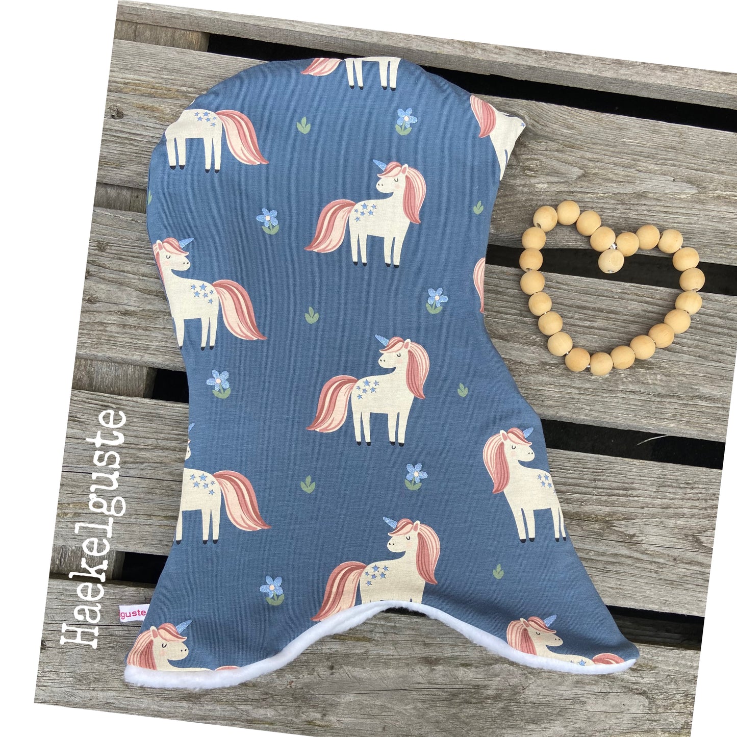 Schlupfmütze Einhorn  Jersey o.  Fleece Ohrenmütze Mädchen blau Schalmütze Zipfelmütze Pony Pferd