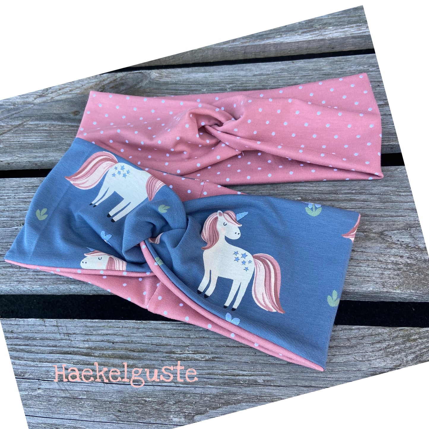 Set " Einhorn" Stirnbänder Mädchen Knotenstirnband Haarband Pferd Pony rosa