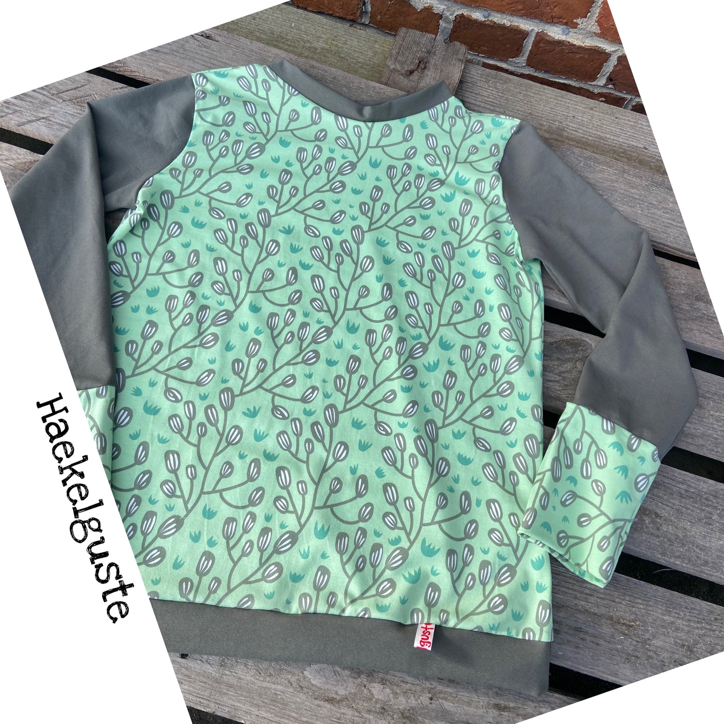 Langarmshirt Damen, Shirt Retro , Longsleeve , vintage , grün, minze