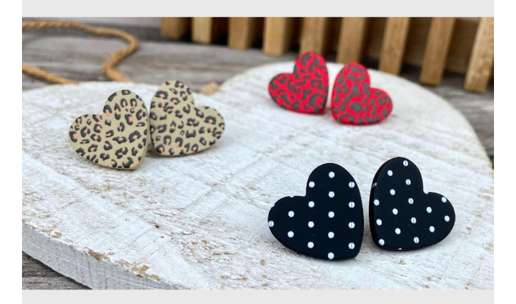 von Herzen Ohrstecker schwarz Punkte Geschenk Ohrringe Herz Leo leoprint