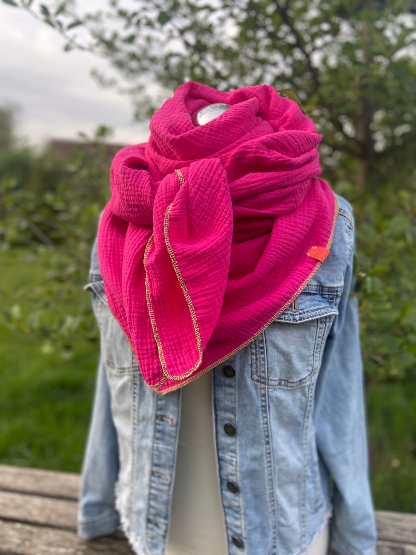 Musselintuch,  großes Dreieckstuch, Damen Schal, neon Pink, Pfefferminz, grün, Musselintücher, Cupple