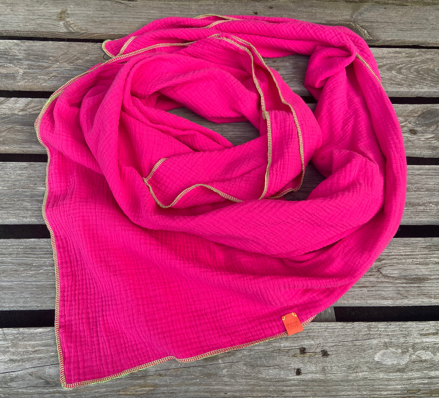 Musselintuch,  großes Dreieckstuch, Damen Schal, neon Pink, Pfefferminz, grün, Musselintücher, Cupple