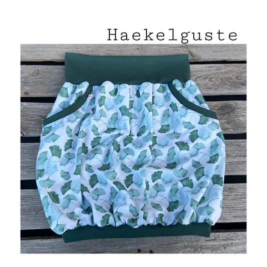 Ballonrock Ginkgo Muster / Jersey Rock Damen / Blätter Blatt / Hüftrock / Sommerrock / grün & weiß / Rock mit Taschen