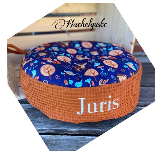 19 Farben - Sitzkissen / Softshell Bodenkissen / wasserfest/Personalisierbar/Kita/Morgenkreis/Kinderzimmer/Bodenkissen/Sitzplatz/Rund