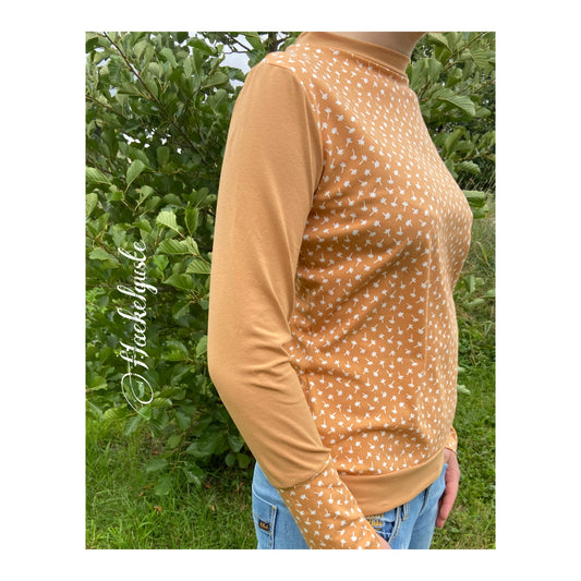 Langarmshirt Bio Jersey Retro Shirt, Maisgelb , senfgelb , okker , gelb