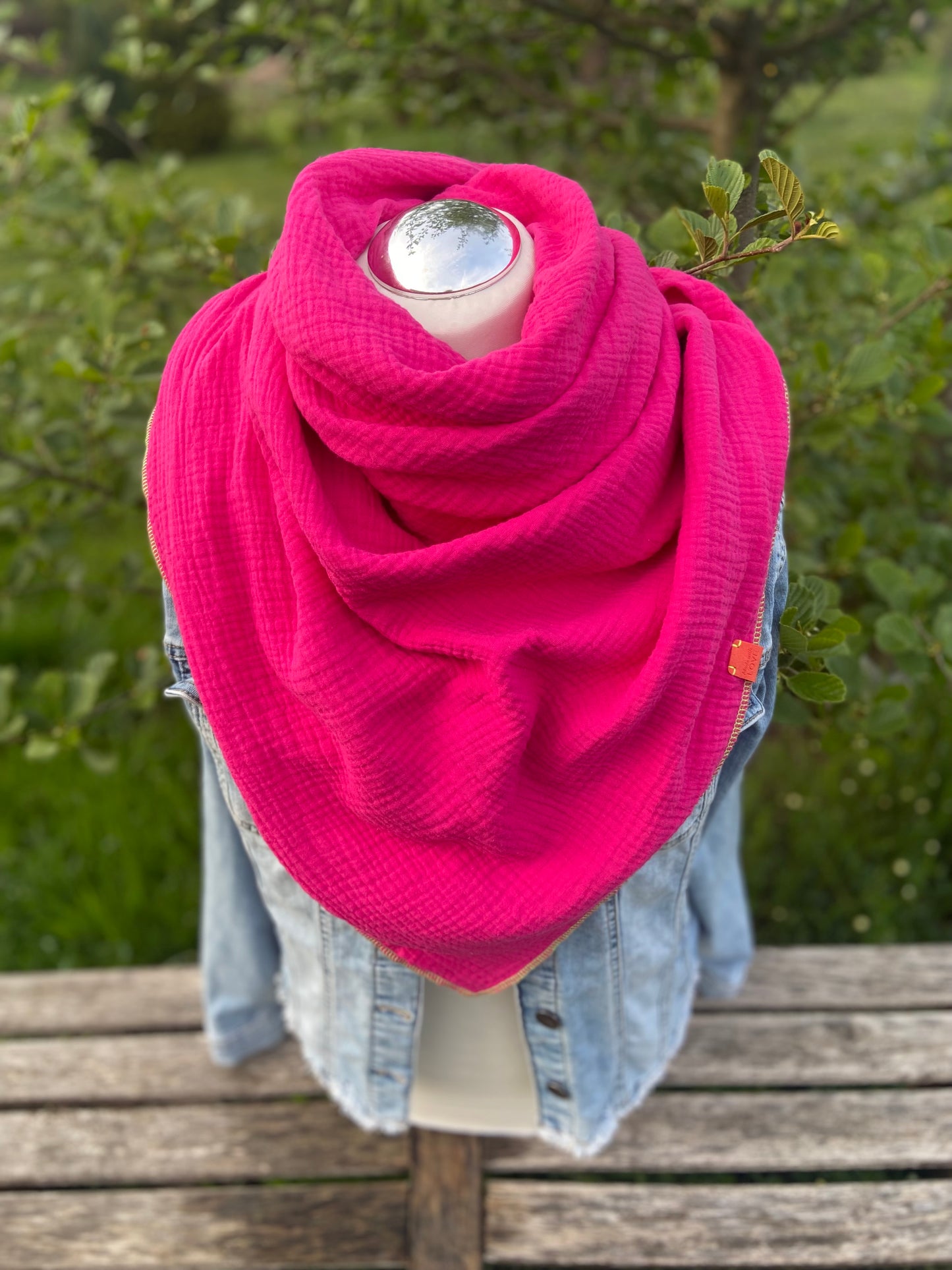 Musselintuch,  großes Dreieckstuch, Damen Schal, neon Pink, Pfefferminz, grün, Musselintücher, Cupple