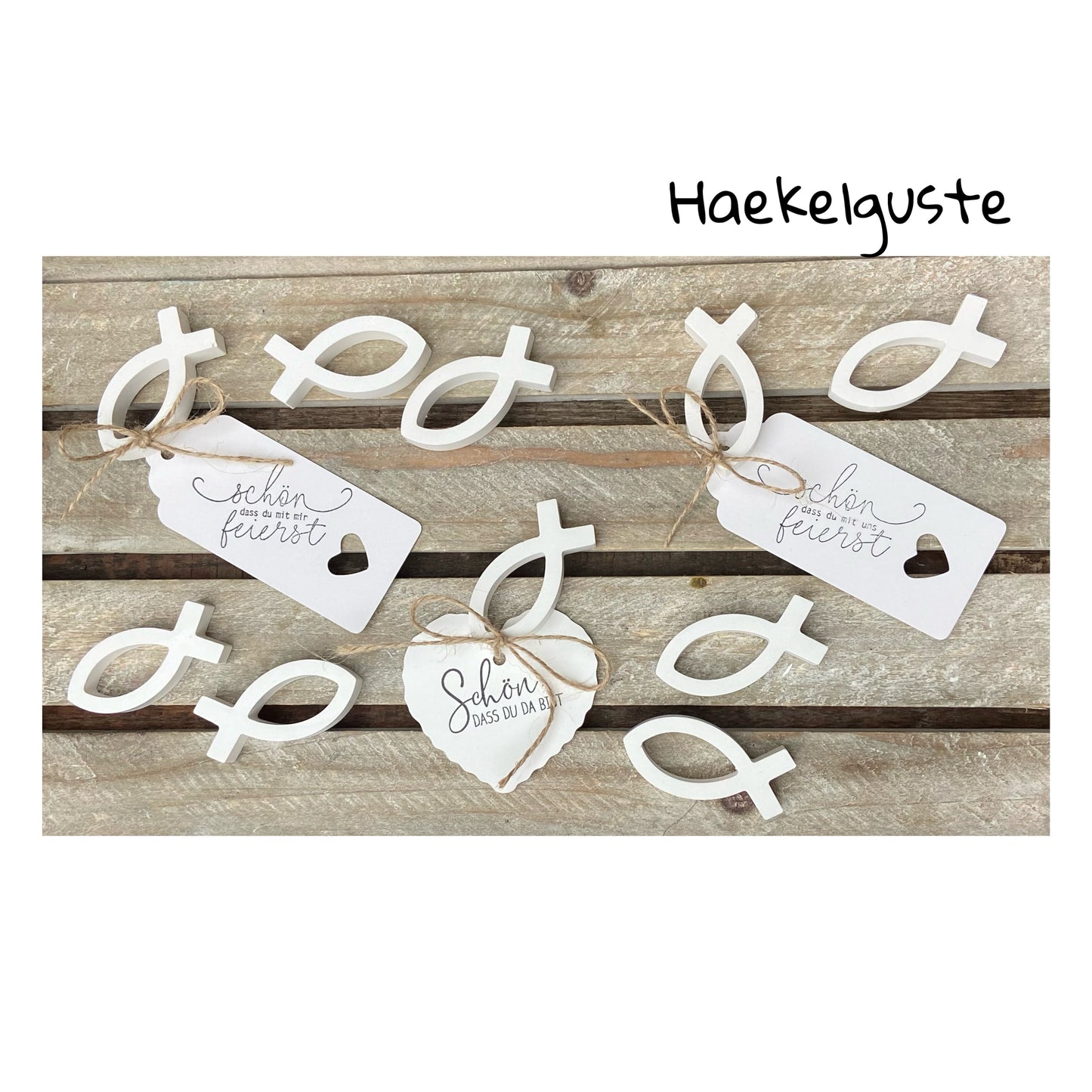 Platzkarten, Tischdeko, Tischkarten, Deko Landhaus, Shabby Hochzeit Taufe Konfirmation Schön das du da bist