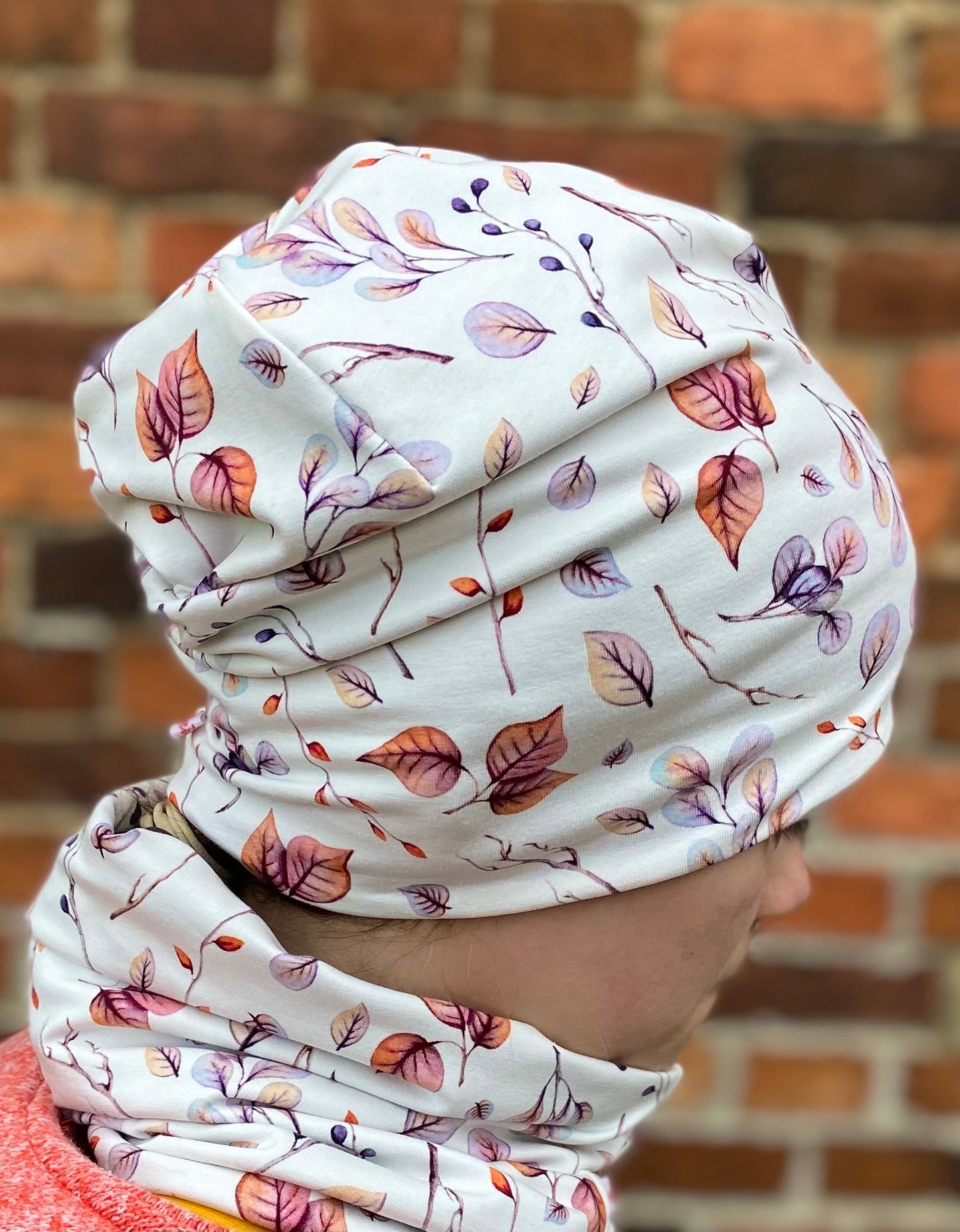 Beanie Blätter & Loop im Set Mädchen Herbst Übergang Doppellagig