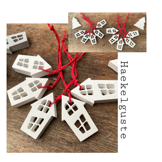 Häuser Anhänger Christbaumschmuck Adventdeko zum Hängen, Lichterhäuser Raysin Kugeln Geschenkanhänger Weihnachten Weihnachtsbaum Scandi