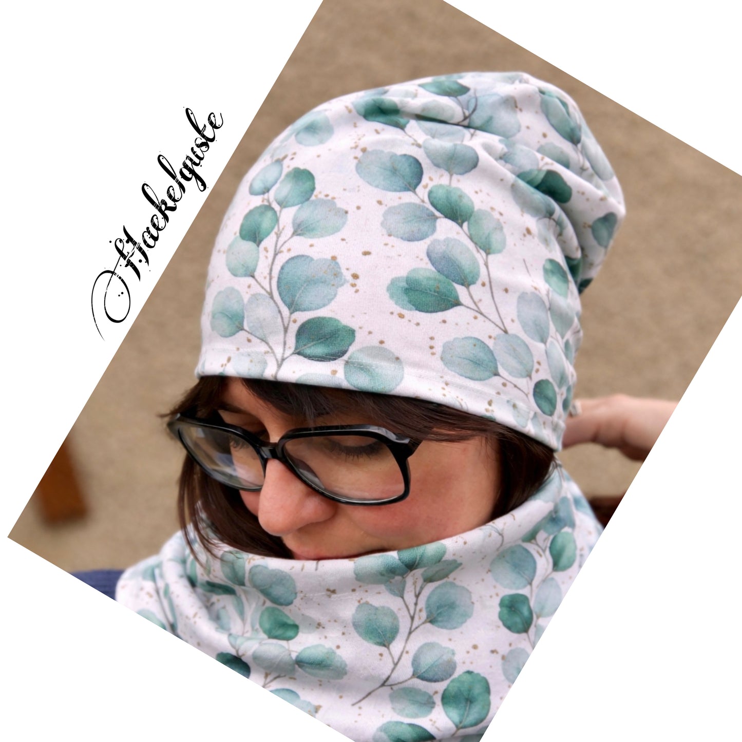 Bio Beanie + Loop , Übergang gefüttert ,  Damen Mütze , Chemo Mütze , hautfreundlich , Eukalyptus