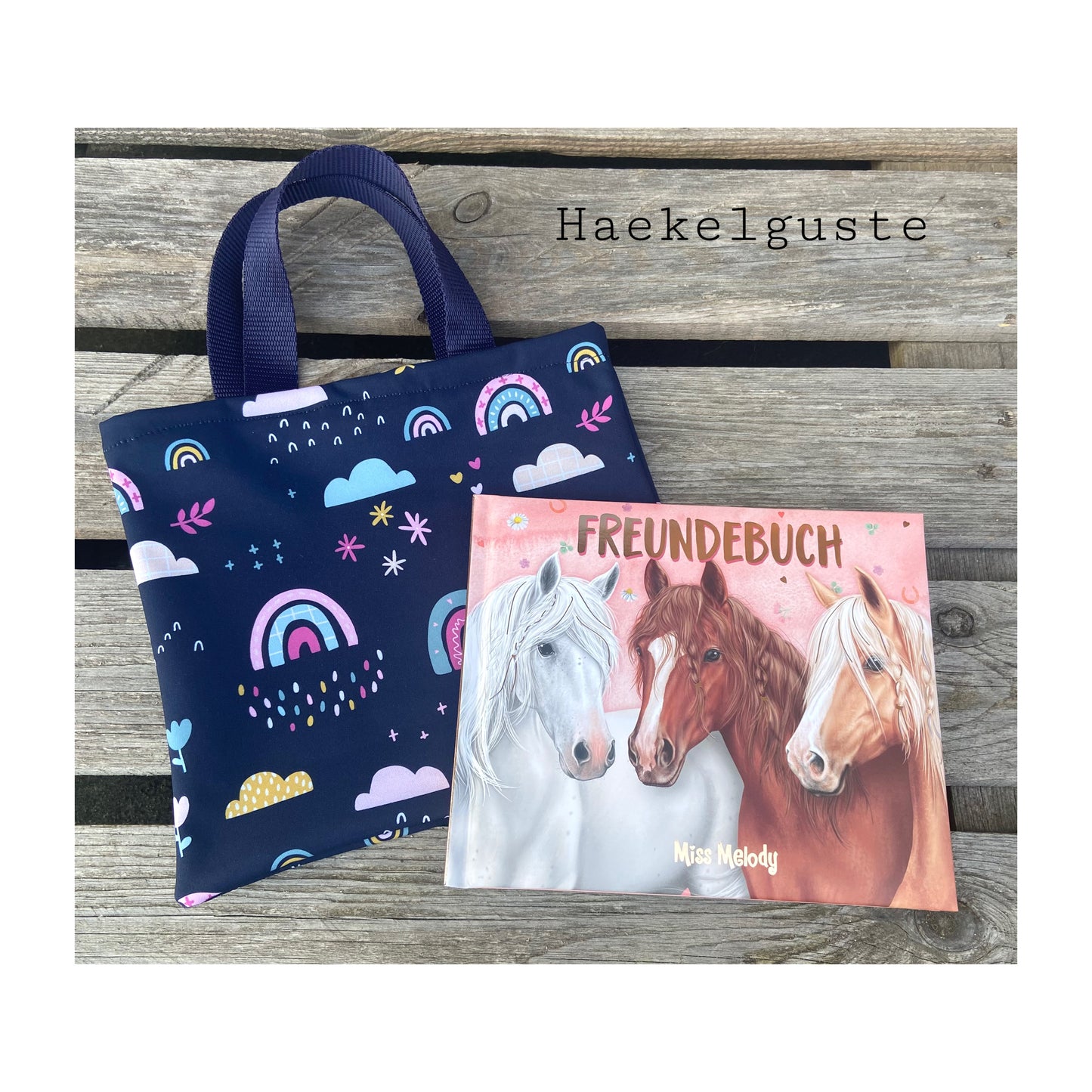 Freundebuch Einhorn Set Tasche Regenbogen, Geschenk Mädchen, Buch Erinnerungen , Kita Freunde , Kindergartenalbum