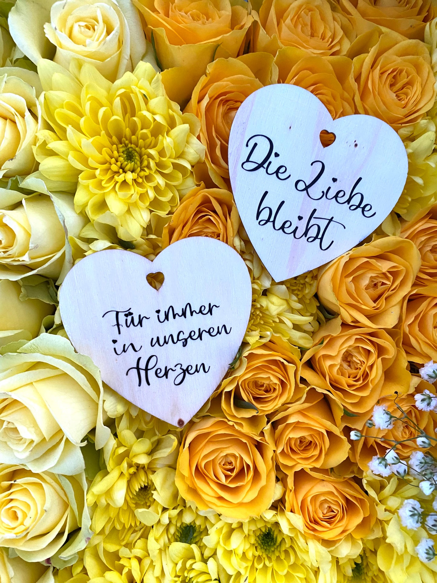 Kranzstecker / Trauer Holzherz / Trauerschleife / Grabschmuck / Beisetzung / Personalisiert / Grabkranzstecker / Grabgesteck / Trauerkranz