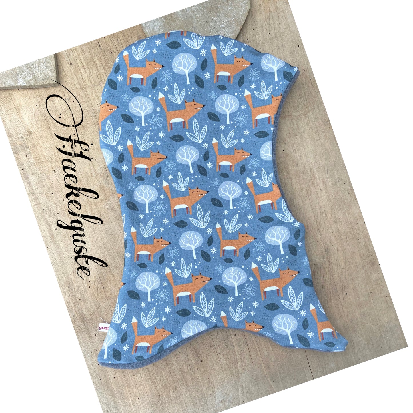 Schlupfmütze "Fuchs"  Fleece o. Jersey Kinder Schalmütze Ohrenmütze unisex Mädchen Jungen grau Fuchs Reh Sturmhaube Waldkindergarten