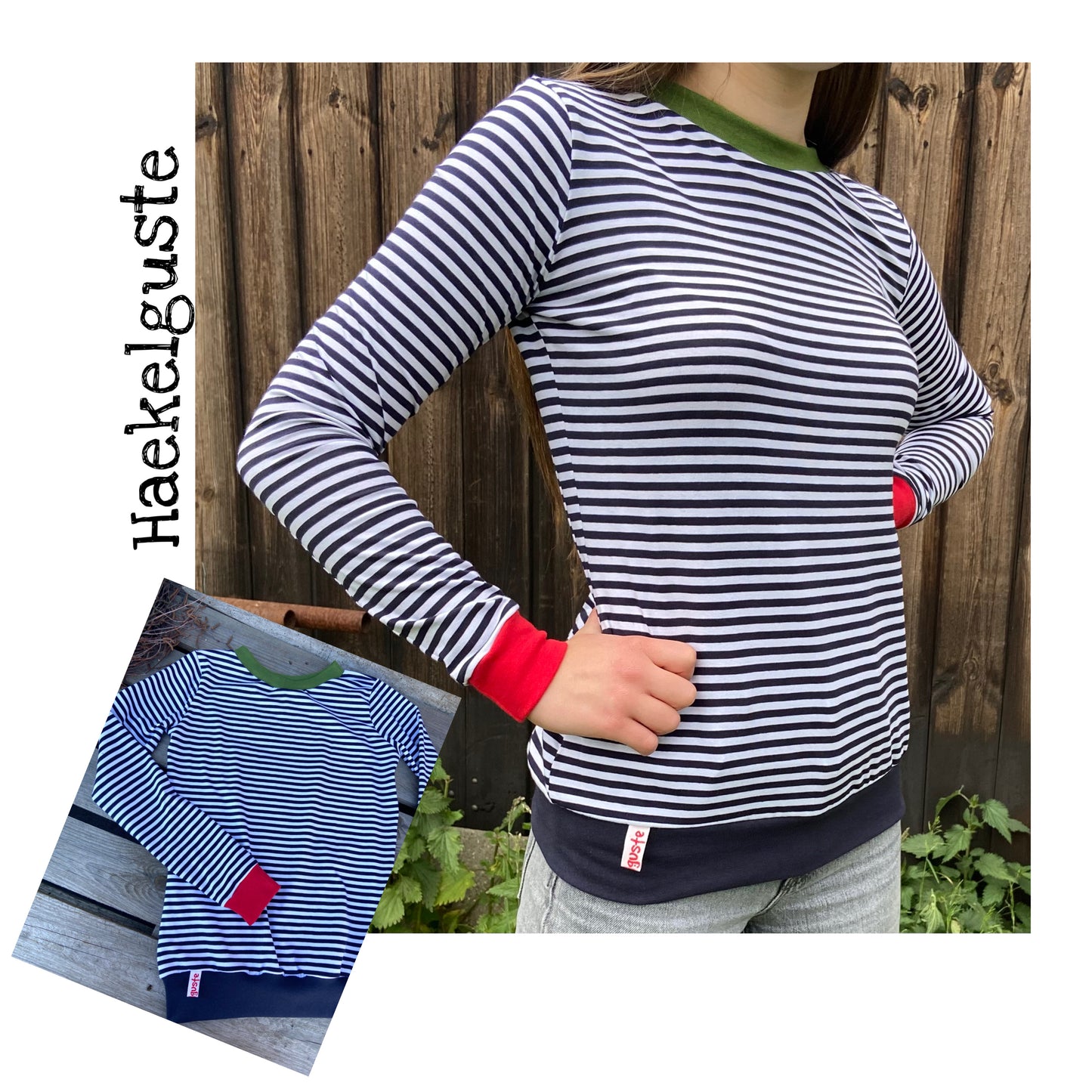 Langarmshirt Damen Streifen Blau Weiß gestreift retro stripes
