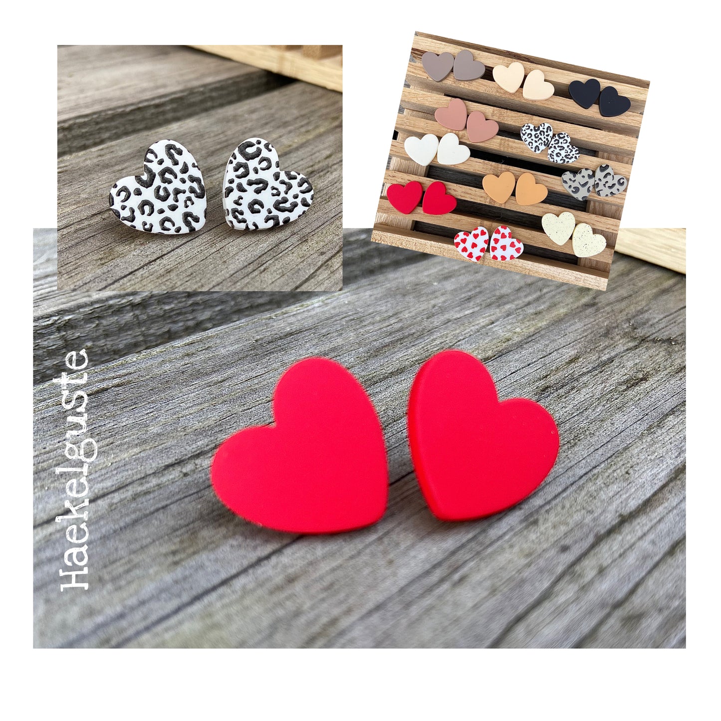 von Herzen Ohrstecker rot leo braun schwarz Geschenk Ohrringe Herz