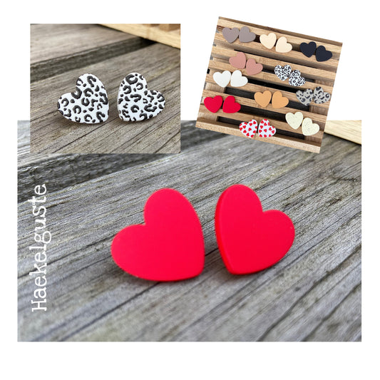 von Herzen Ohrstecker rot leo braun schwarz Geschenk Ohrringe Herz