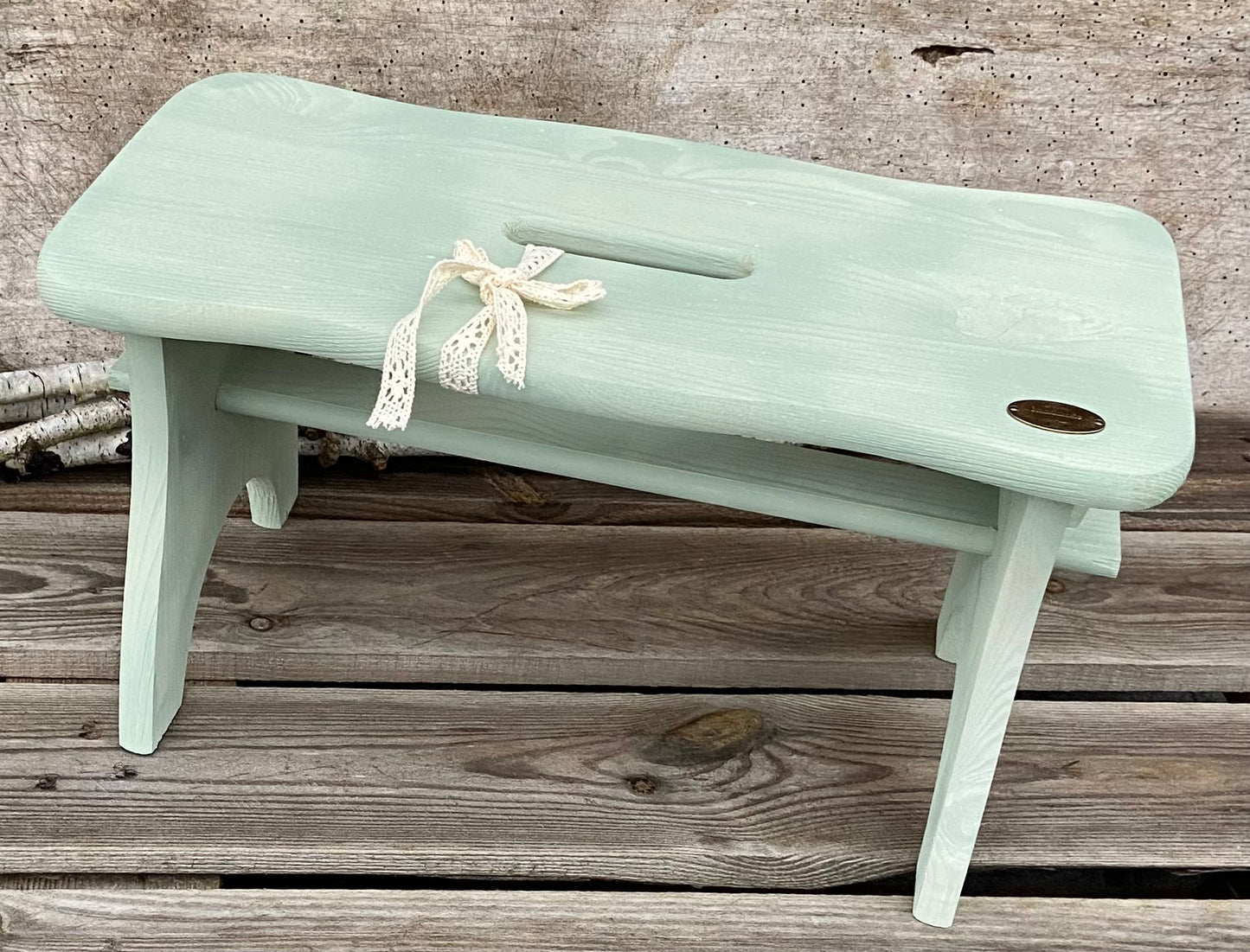 5 Farben Shabby Landhaus Fußbank Schemel Hocker grün weiß grau rosa antik rustikal Landhausküche Kinderzimmer Scandi Möbel kleine Bank