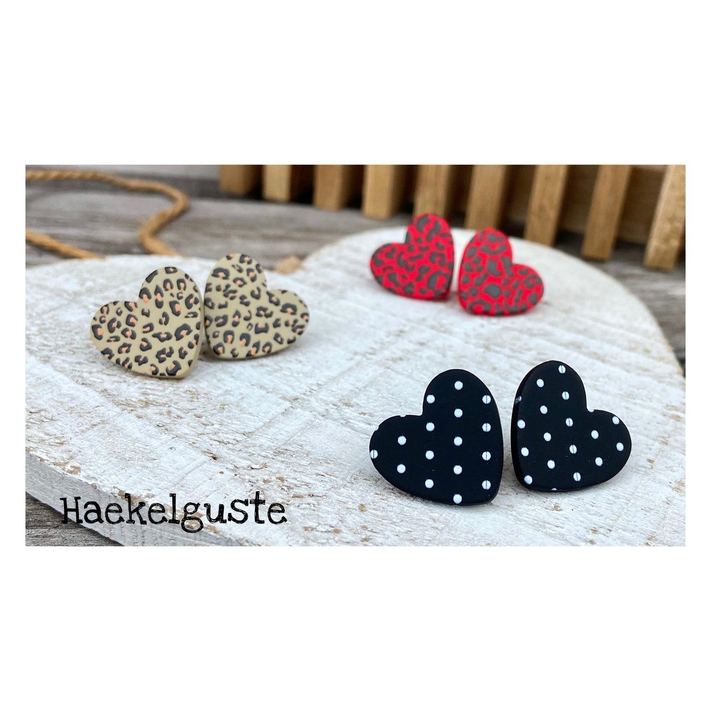 von Herzen Ohrstecker schwarz Punkte Geschenk Ohrringe Herz Leo leoprint