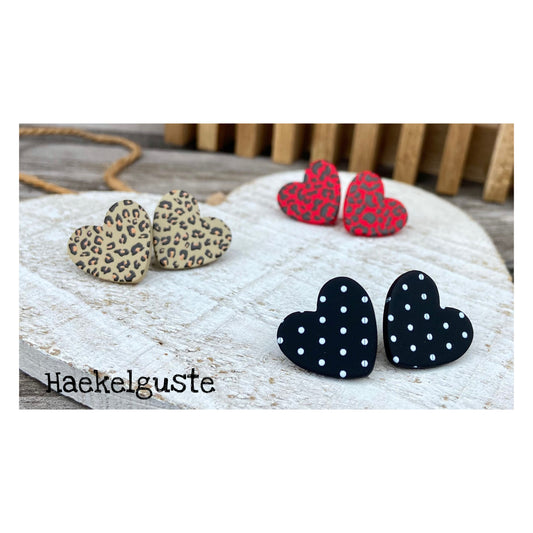 von Herzen Ohrstecker schwarz Punkte Geschenk Ohrringe Herz Leo leoprint