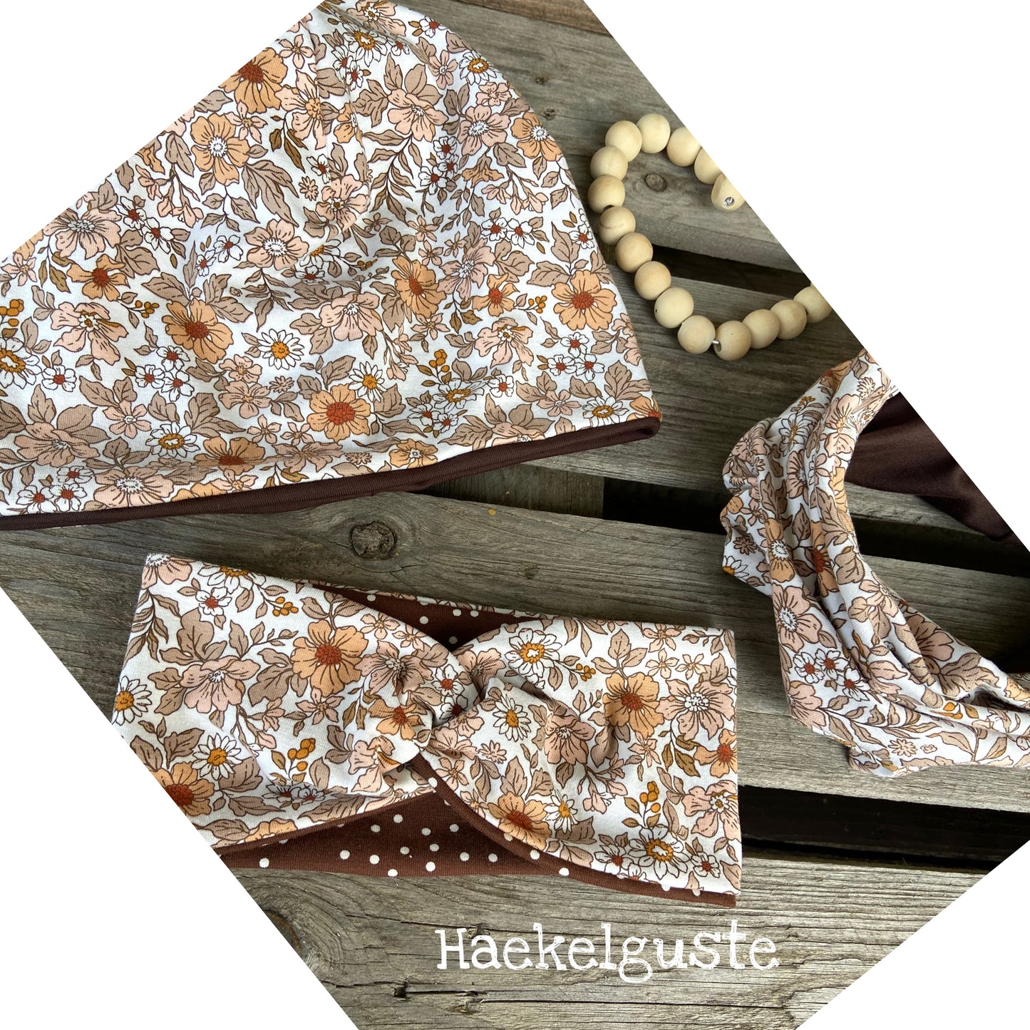 Set Stirnband Streublümchen + Loop Mädchen Knotenstirnband Loop Blumen Beanie Schlupfloop Frühling