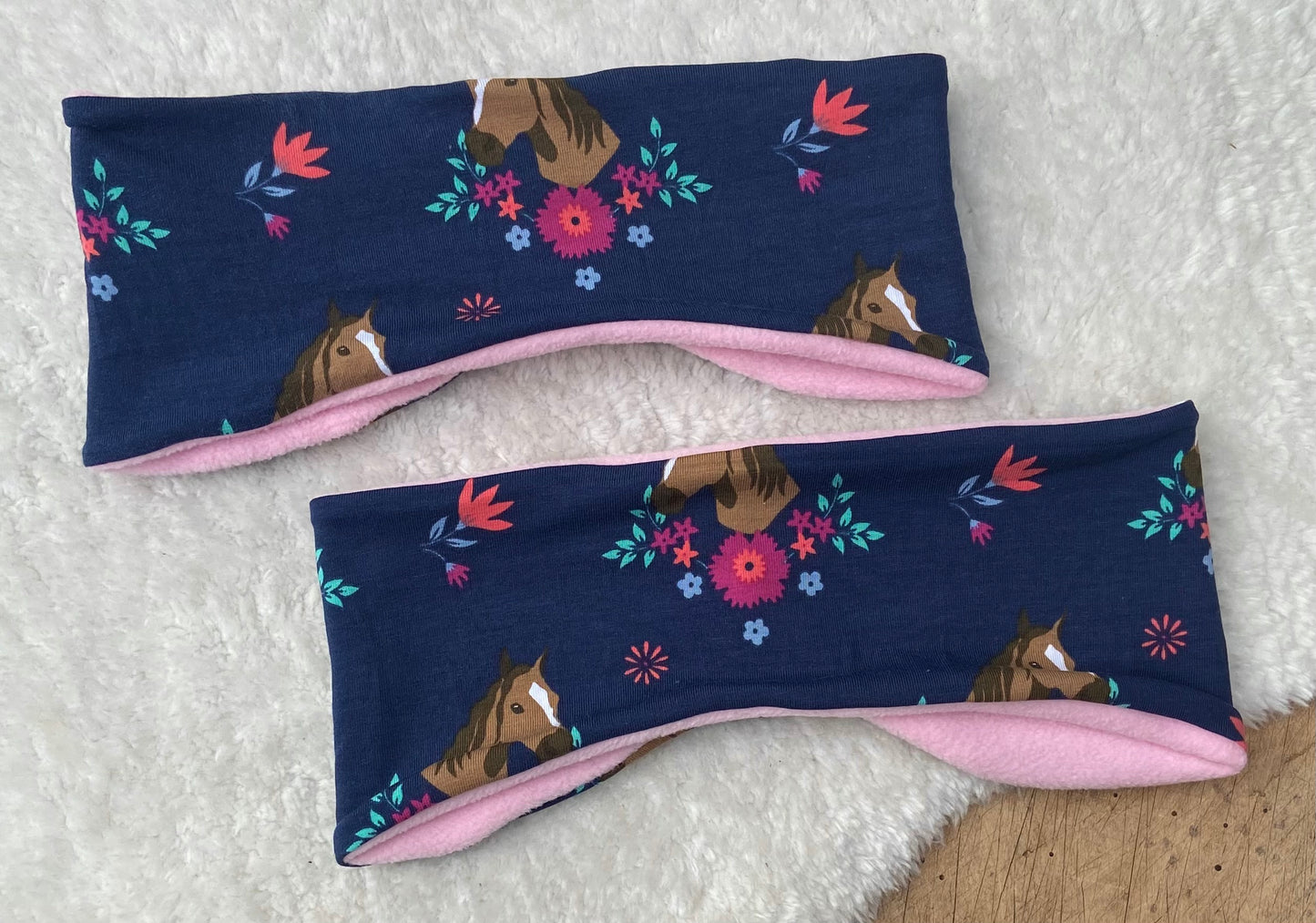 Fleece  "Pferde" Stirnband Mädchen warmes Stirnband Ohrenwärmer
