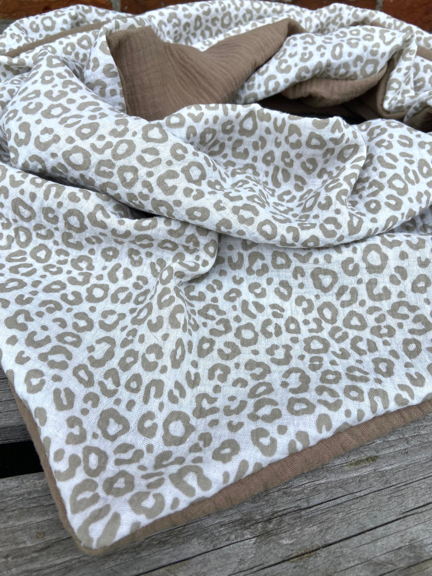 XXL Musselin Wende - Dreieckstuch Musselin leopardenprint großes Tuch Damen Musselintuch Geschenk Geburtstag Mama