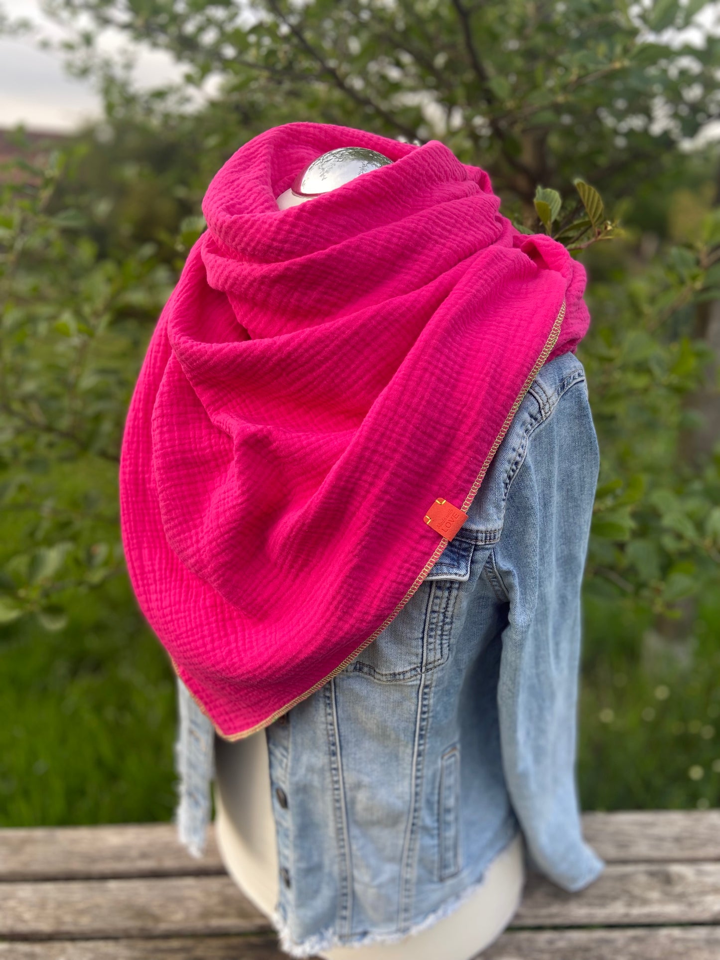 Musselintuch,  großes Dreieckstuch, Damen Schal, neon Pink, Pfefferminz, grün, Musselintücher, Cupple