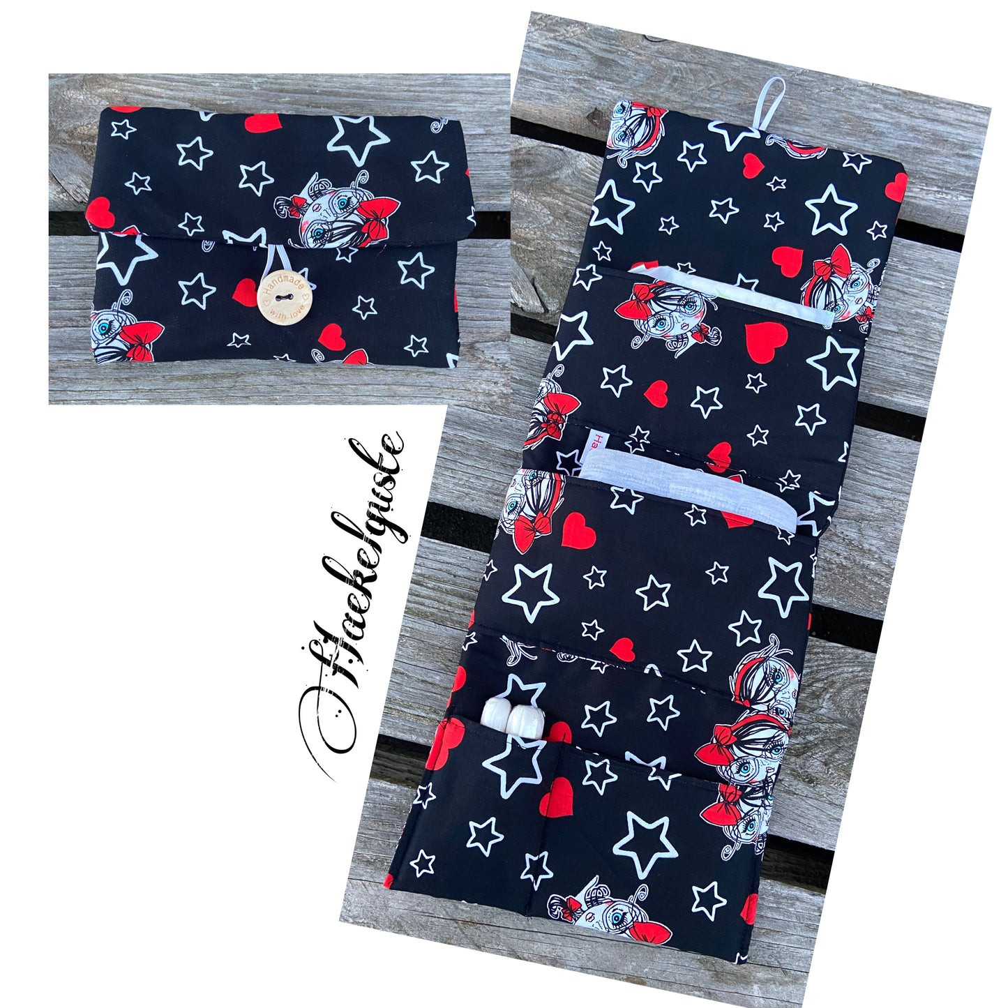 Kit Periode, Tasche Binden ,  Tampon , erste Periode schwarz Sterne Mädchen Teenager Geschenk Teen Goth