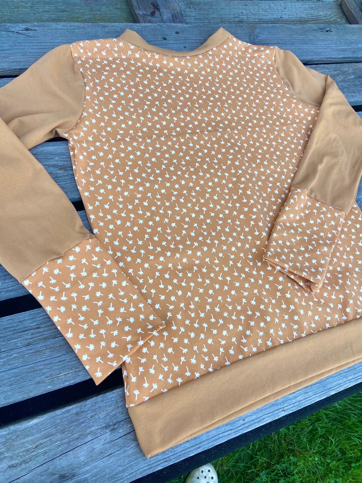 Langarmshirt Bio Jersey Retro Shirt, Maisgelb , senfgelb , okker , gelb